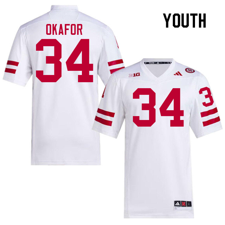 Youth #34 Preston Okafor Nebraska Cornhuskers College Football Jerseys Stitched Sale-White